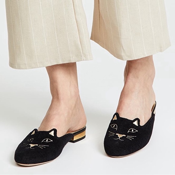 Charlotte Olympia size 36.5 Velvet kitty 🐈⬛ flat/slippers - Picture 10 of 13